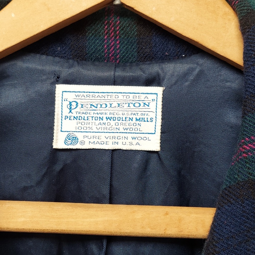 Vintage Pendleton Wool Blazer Womens M Plaid Tartan Preppy Dark Academia USA - Picture 5 of 16